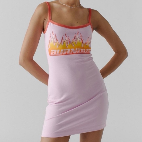 Urban Outfitters Burnout Flame Spaghetti Strap Mini Dress - Picture 1 of 3